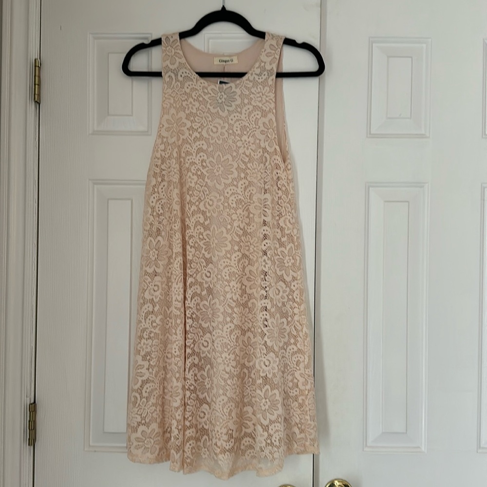 New Small Light Pink Lace Dress